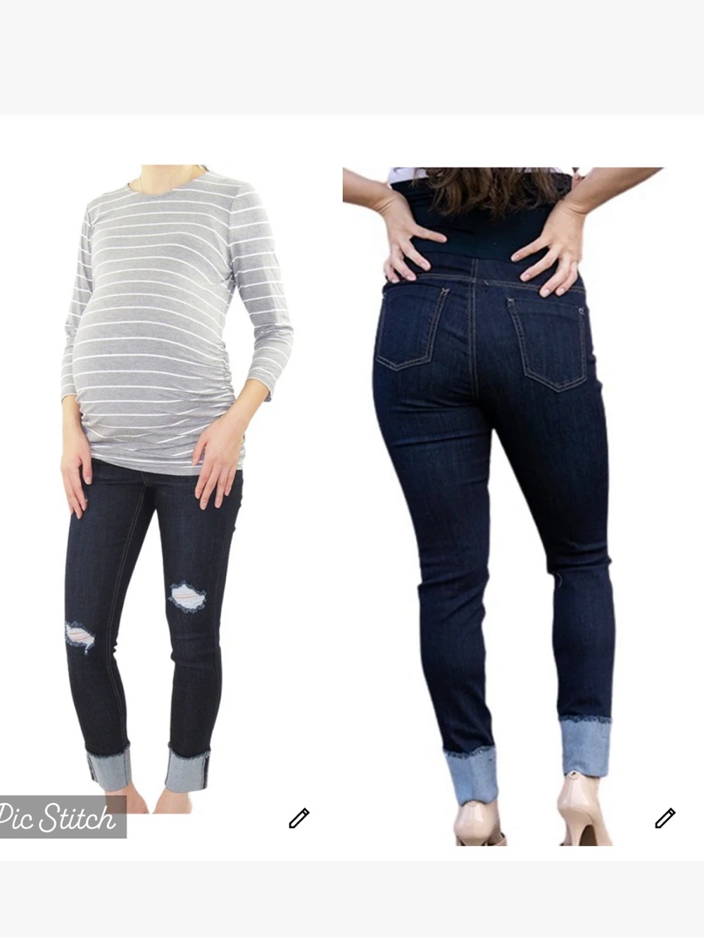 Indigo Poppy Cuffed Destructed Skinny Maternity Jeans